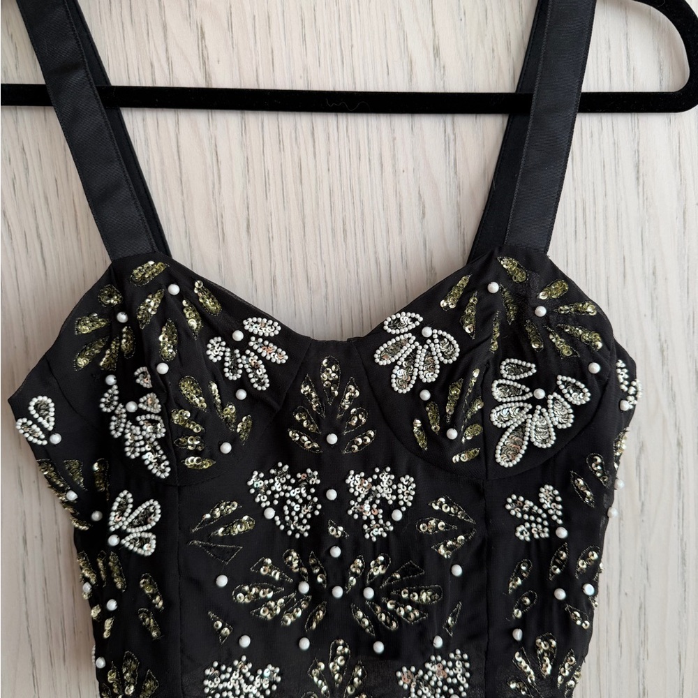 Zara Black and Gold Embellished Blouse
